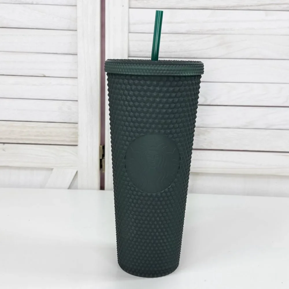 Starbucks Studded Soft Touch Jelly Textured Tumbler Cup Dark Green 24oz Venti